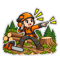 林業・森林作業員｜安全確認のスタンプ画像
