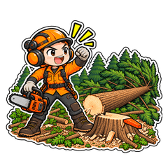林業・森林作業員｜伐倒・現場作業のスタンプ画像