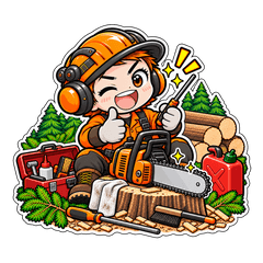 林業・森林作業員｜チェーンソーあるあるのスタンプ画像